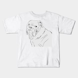 Grey line art bulldog portrait Kids T-Shirt